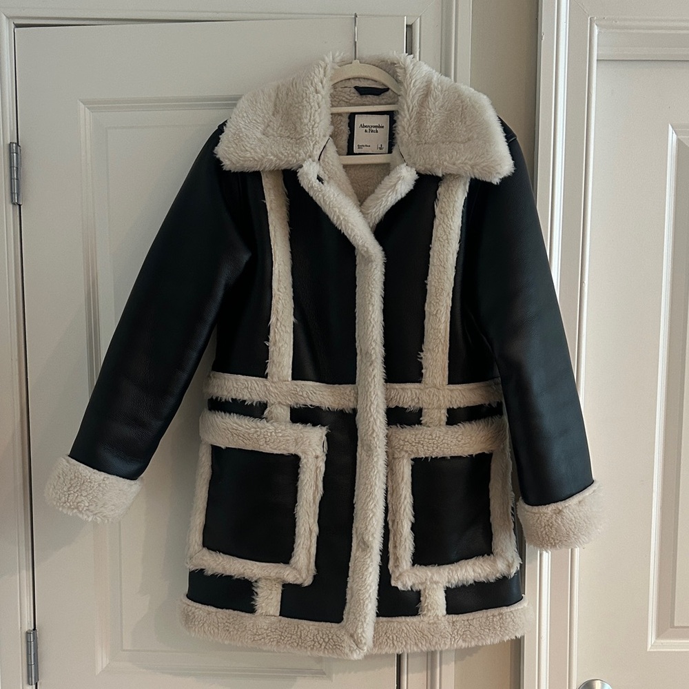 Abercrombie & Fitch Cream Shearling Jacket